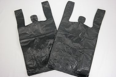 Plastic Bag-Black Plain Embossed T Shirt Bag 11.5&quot;x6.5&quot;x21.5&quot; 13 mic - 100 bags/bundles ,black colour