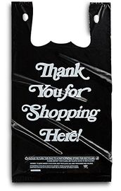 Plastic Black Bags 500 Count Extra Heavy Duty 1/6 Grocery Thank You Bags , HDPE material