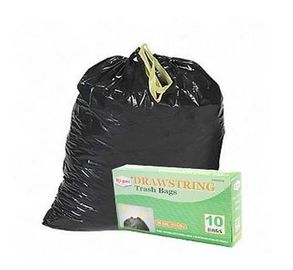 HDPE Black Drawstring Garbage Bags High Durability Environmental Friendly