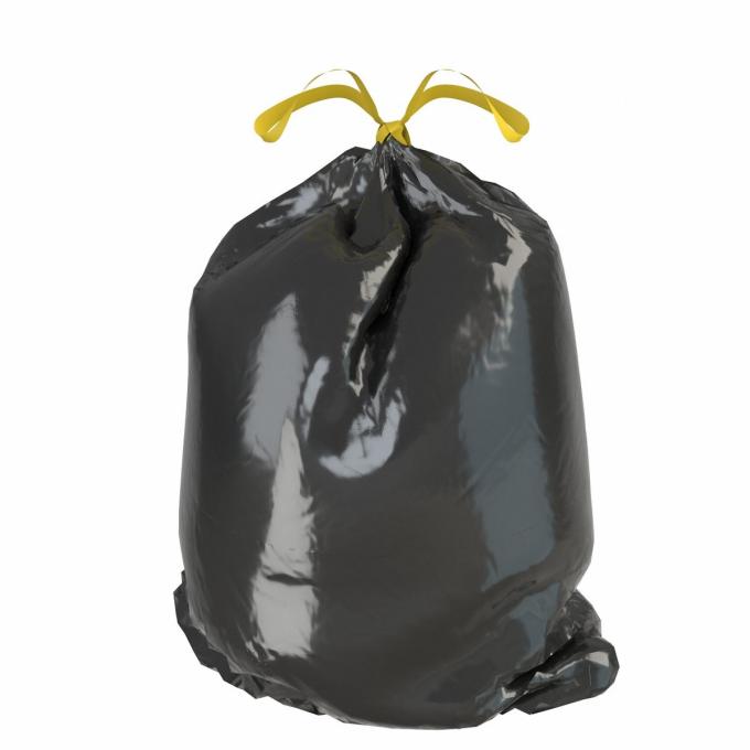 Tie Off Plastic Drawstring Garbage Bags HDPE Material Black Colour For Construction