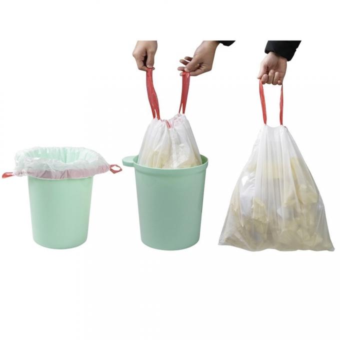 Small Colored Drawstring Garbage Bags Compostable HDPE Material White Color