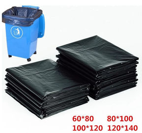 HDPE Material Flat Recyclable Garbage Bags Embossed Surface Black Colour