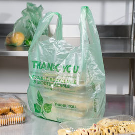 Biodegradable Green T Shirt Shopping Bags HDPE Material With 1 / 6 Size