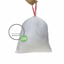 Rolled Drawstring Kitchen Trash Bags , Hdpe Trash Bags White Colour