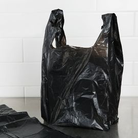 Plastic Grocery T Shirt  Bag Plain Black 12 X 6 X 21 (1000ct, Black)  , HDPE Material